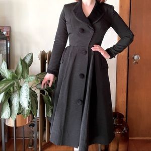 Trashy Diva Fontaine Coat Dress Black 4 velvet rubbed rayon 1940s 1950s